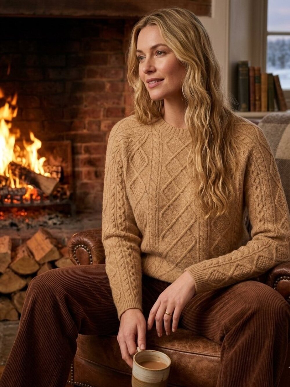 Vince Camuto NWT Latte Heather Cozy Soft Cable Knit Pullover Sweater 3574